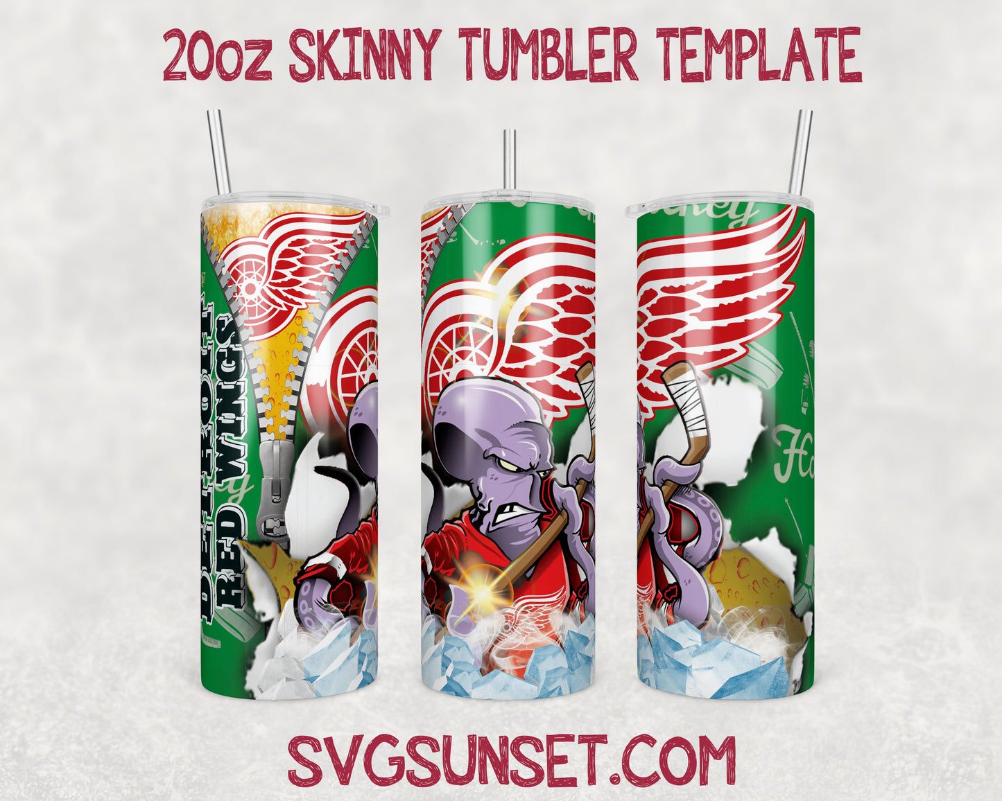 Detroit Red Wings Zipper Tumbler Wrap PNG, Detroit Red Wings Tumbler Wrap