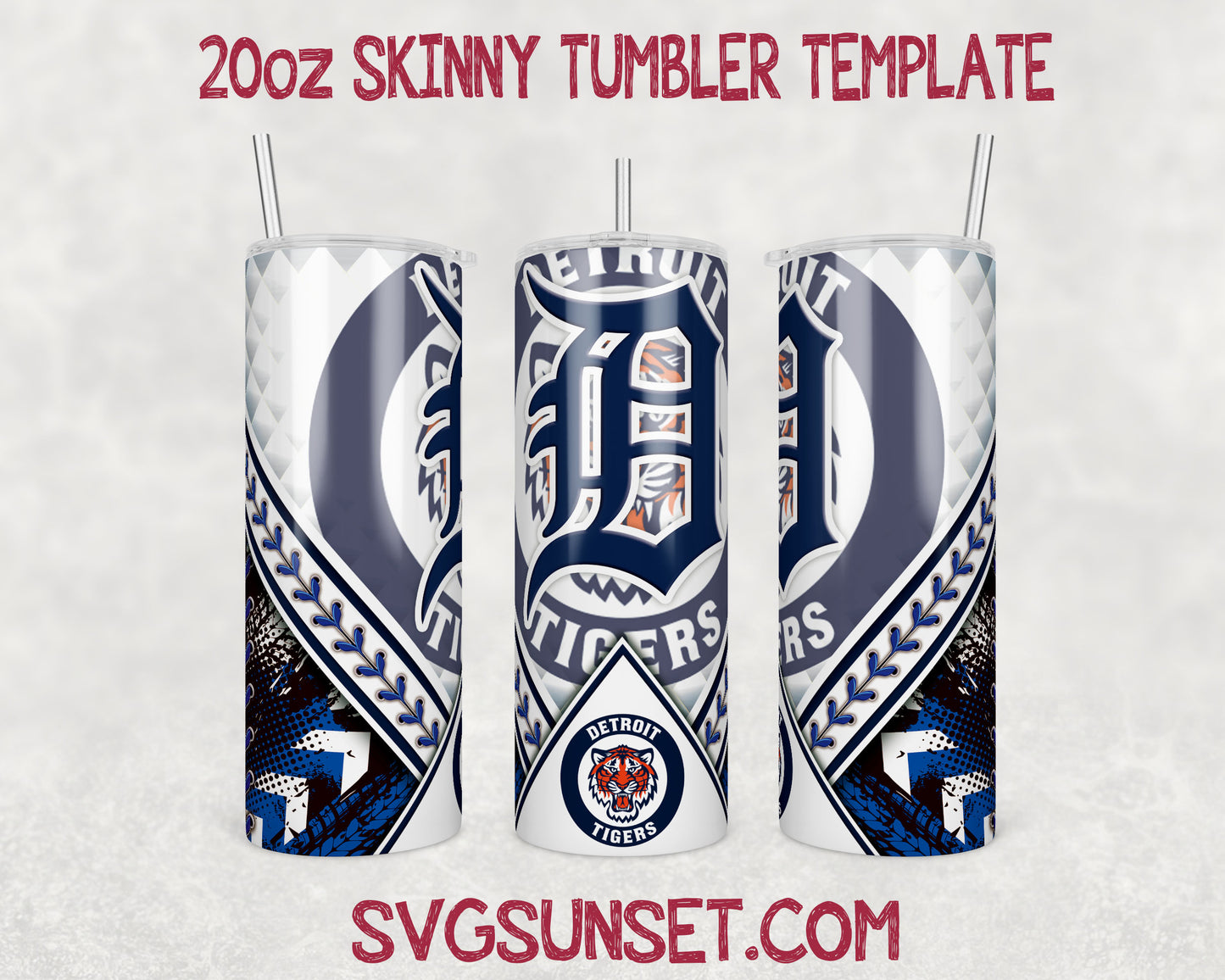 Detroit Tigers 20oz Tumbler Wrap PNG, Detroit Tigers Tumbler Wrap