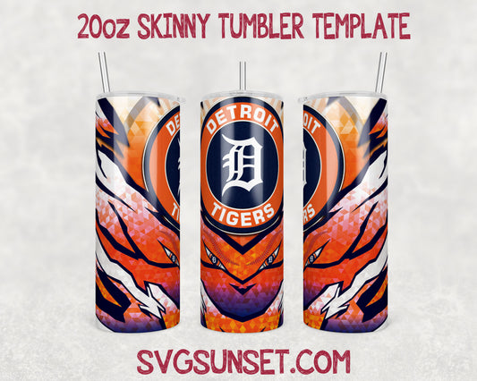 Detroit Tigers Baseball 20oz Tumbler Wrap PNG, Detroit Tigers Tumbler Wrap