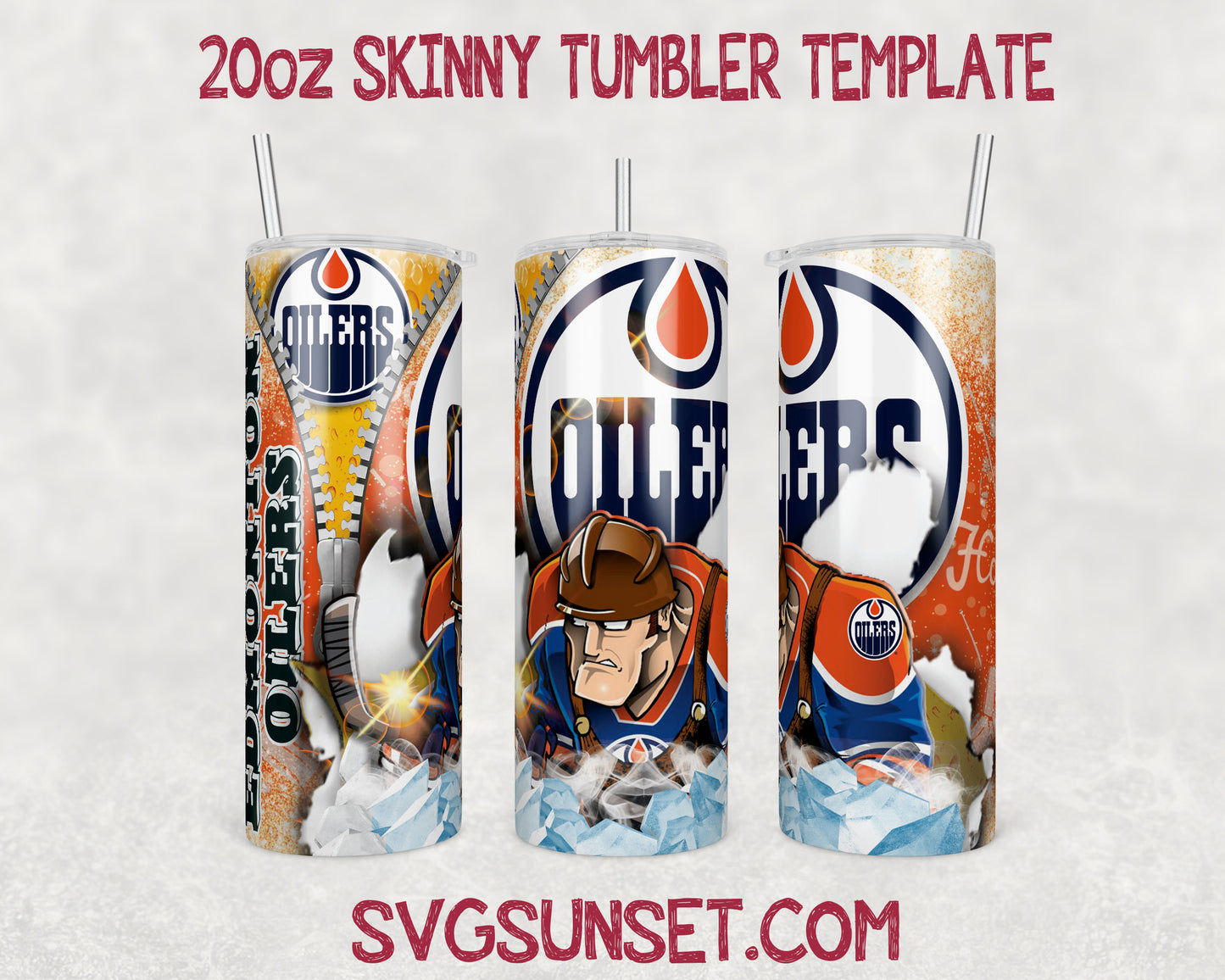 Edmonton Oilers Zipper Tumbler Wrap PNG, Edmonton Oilers Tumbler Wrap