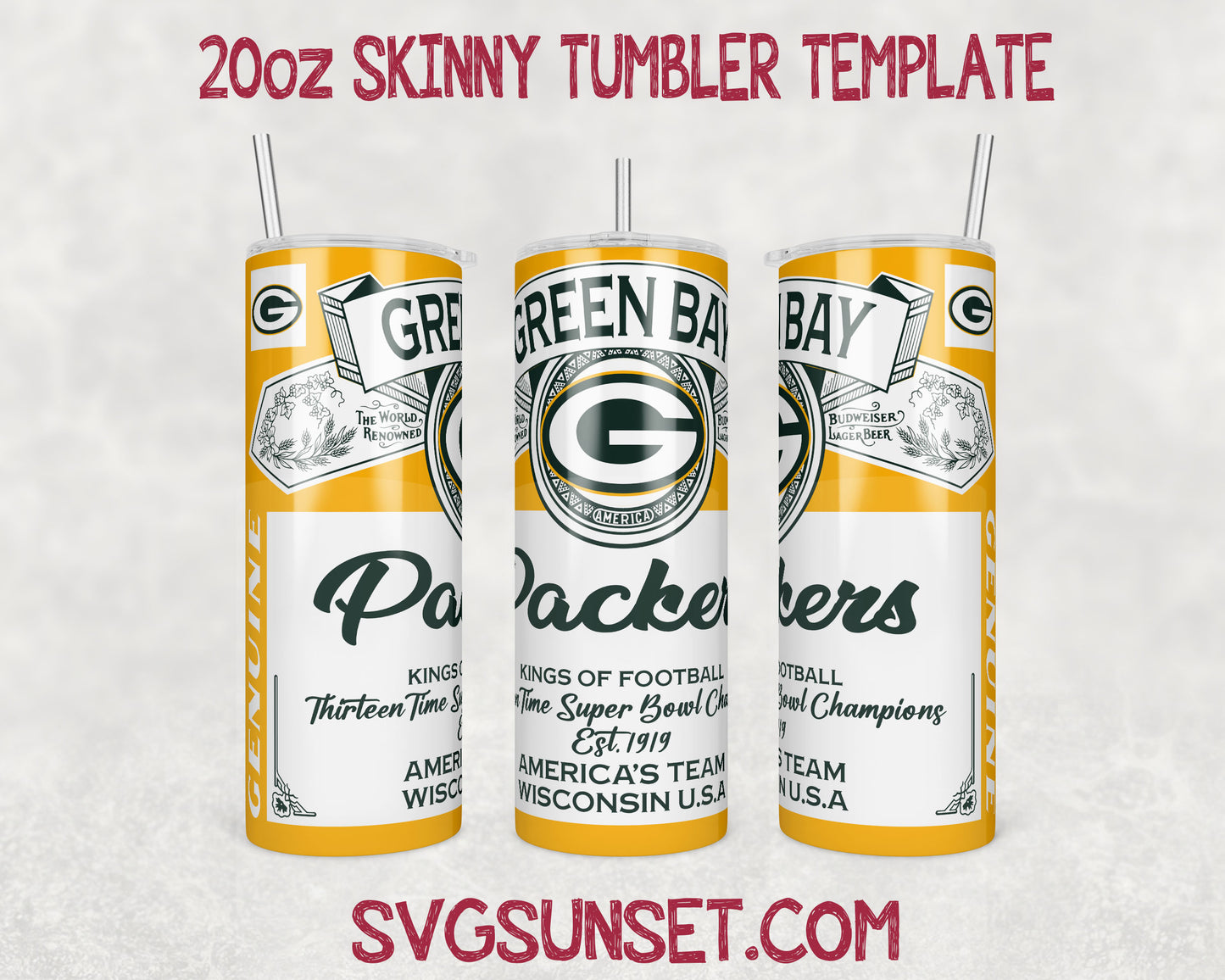 Green Bay Packers Budweiser Tumbler Wrap PNG, Green Bay Packers Tumbler Wrap