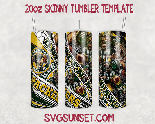 Green Bay Packers Mascot Tumbler Wrap PNG, Green Bay Packers Tumbler Wrap