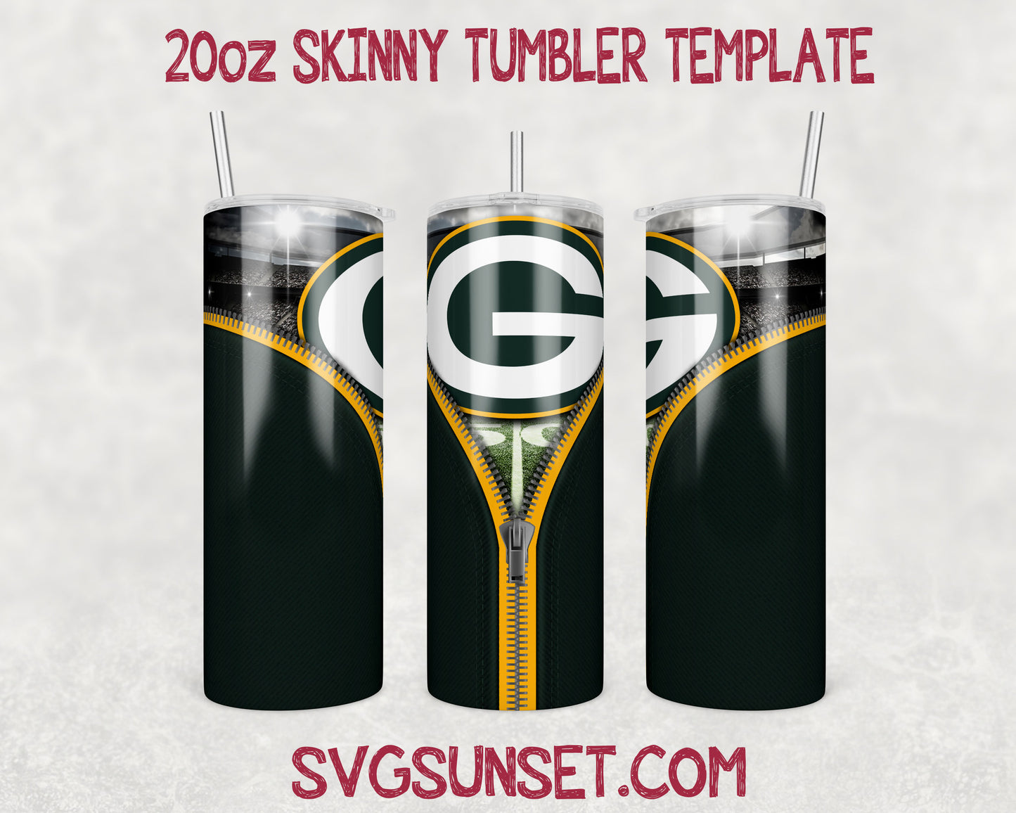 Green Bay Packers Zipper Tumbler Wrap PNG, Green Bay Packers Tumbler Wrap