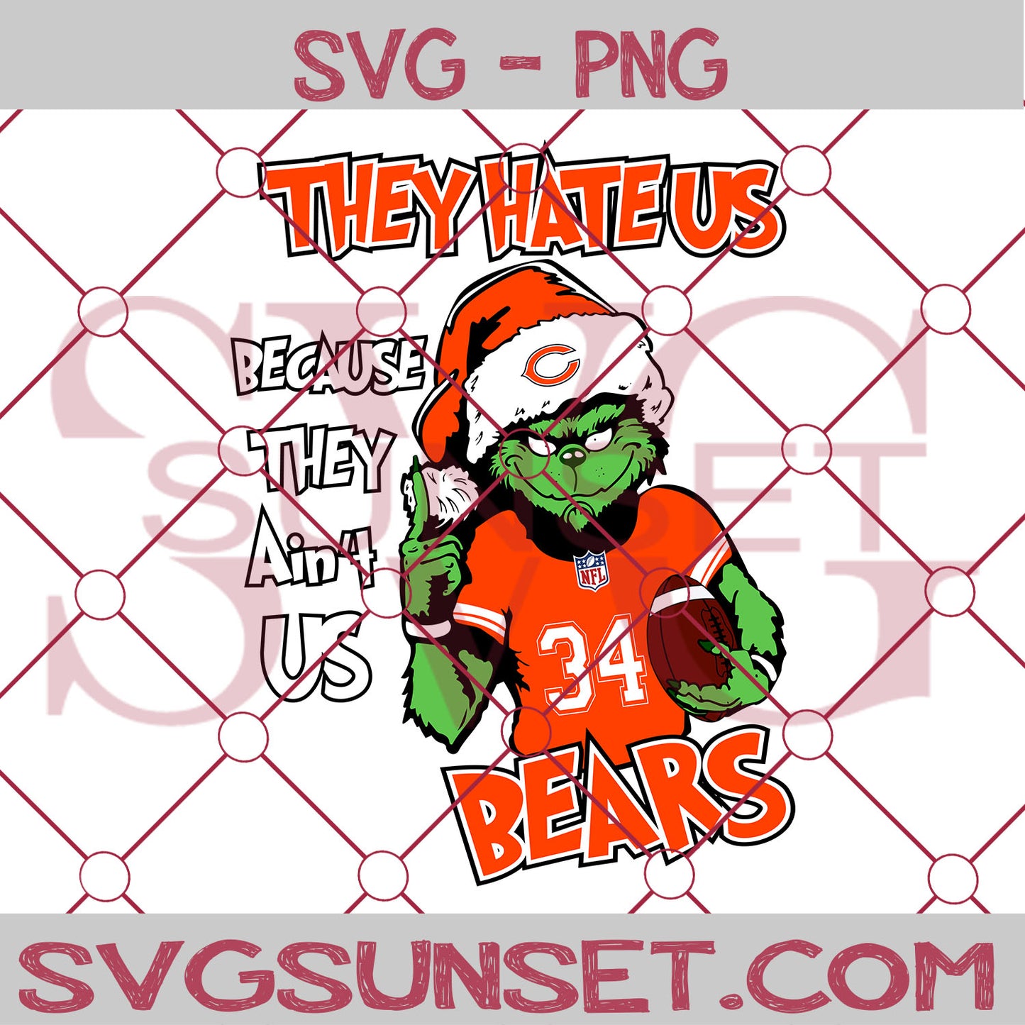 Grinch They Hate Us Because They Ain’t Us Chicago Bears sVG, Grinch Chicago Bears SVG