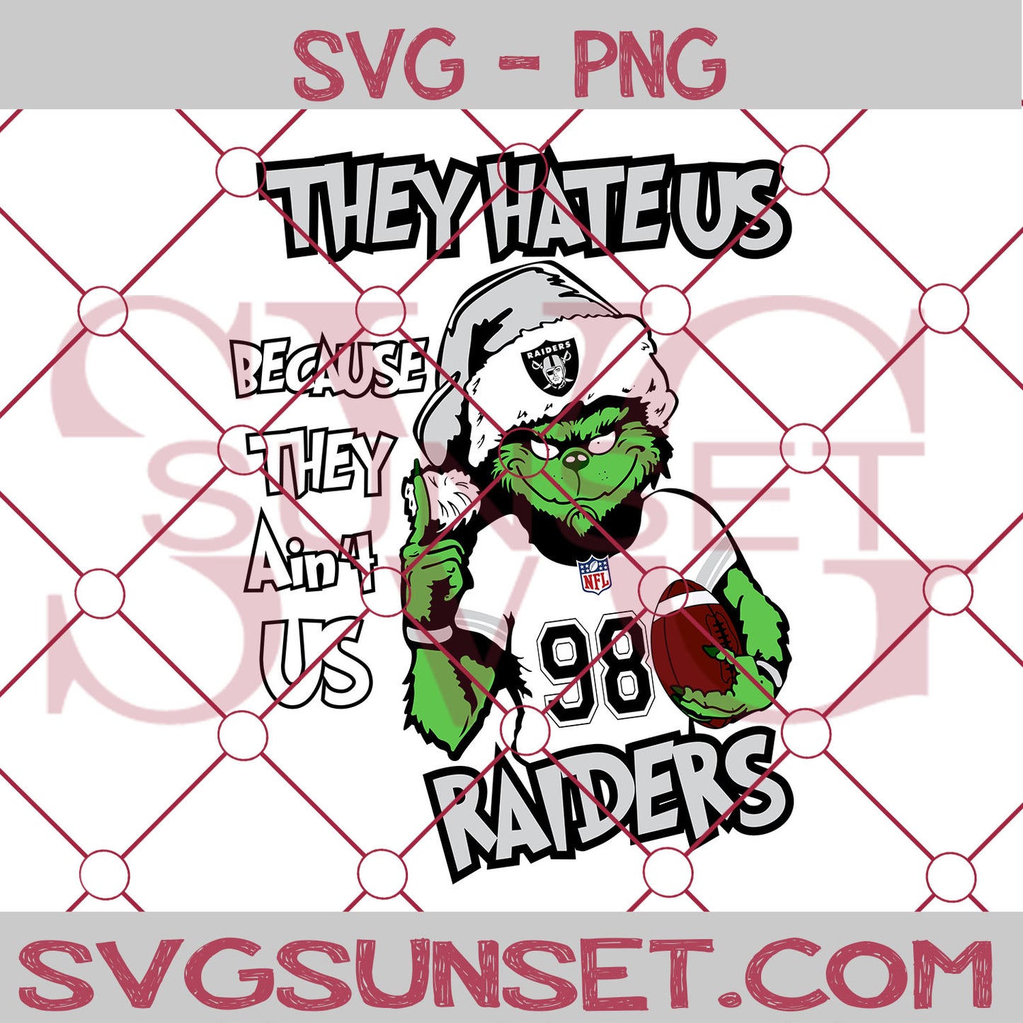 Grinch They Hate Us Because They Ain’t Us Las Vegas Raiders SVG, Grinch Las Vegas Raiders SVG