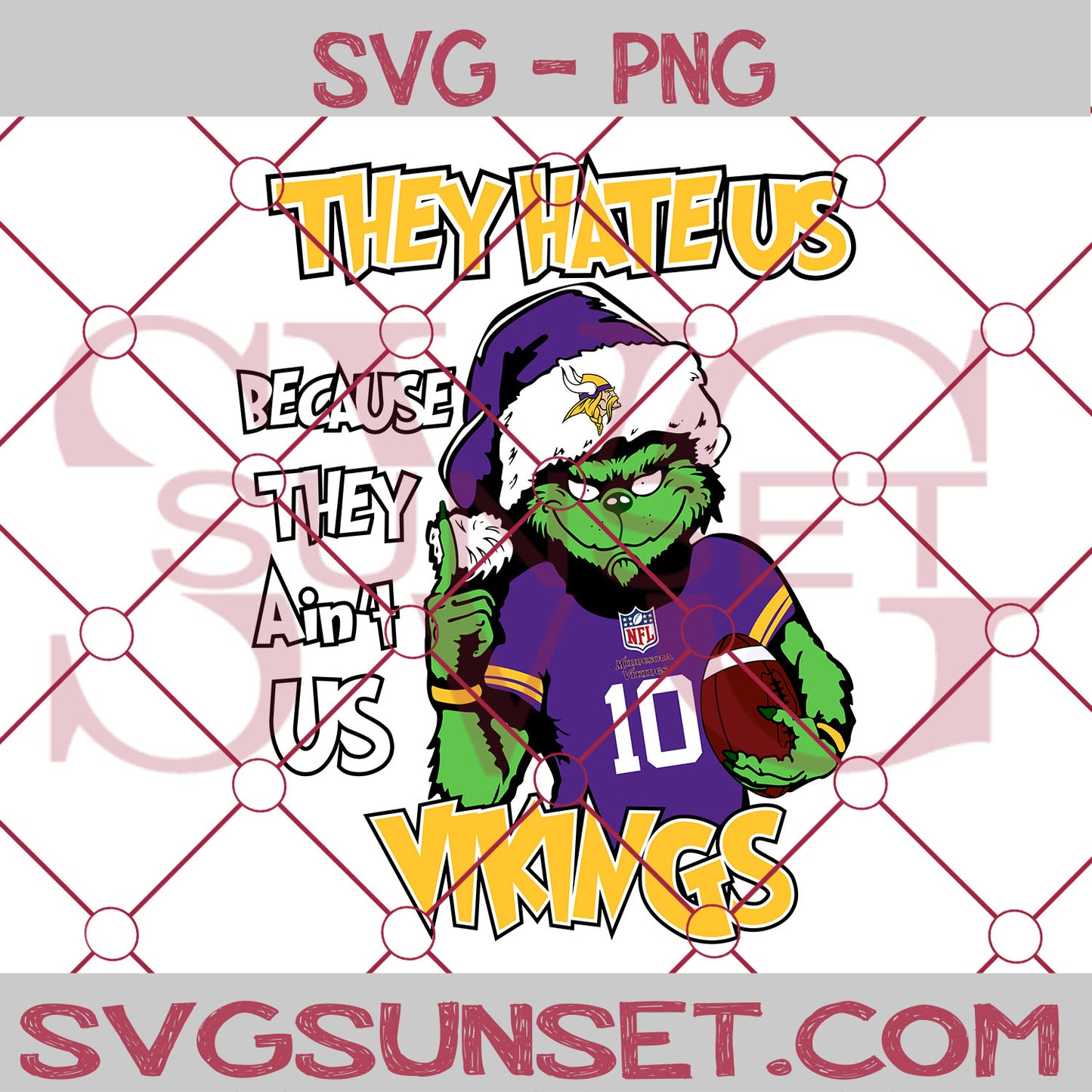 Grinch They Hate Us Because They Ain't Us Minnesota Vikings SVG, Grinch Minnesota Vikings SVG