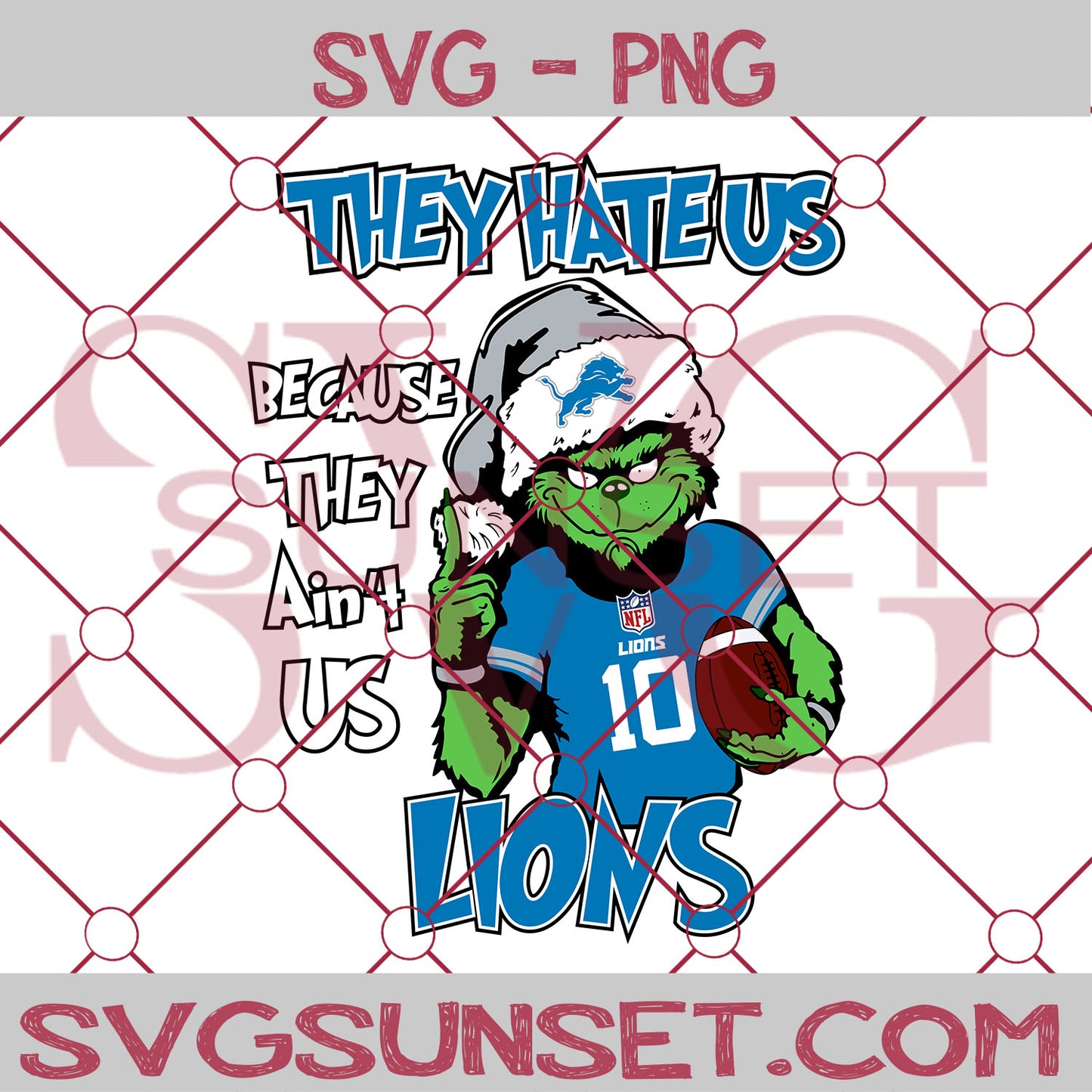 Grinch They Hate Us Because They Ain’t us Detroit Lions SVG, Grinch Detroit Lions SVG