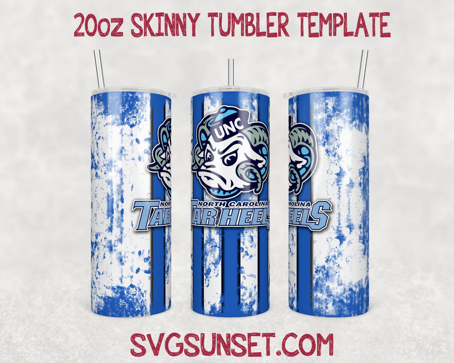 Grunge UNC Tar Heels Tumbler Wrap PNG, UNC Tar Heels Tumbler Wrap