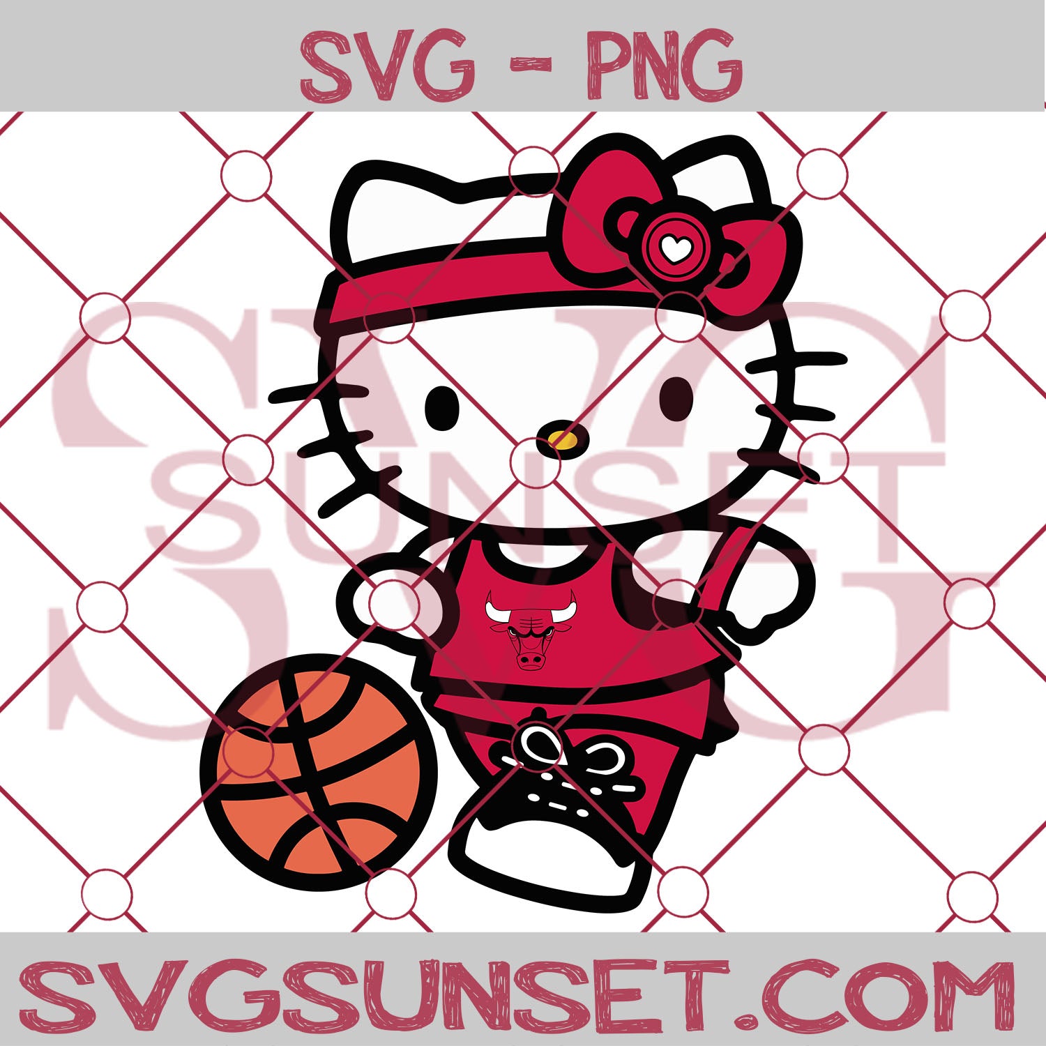 Hello Kitty Chicago Bulls SVG PNG, Hello Kitty Svg, Chicago Bulls SVg - SvgSunset Designs