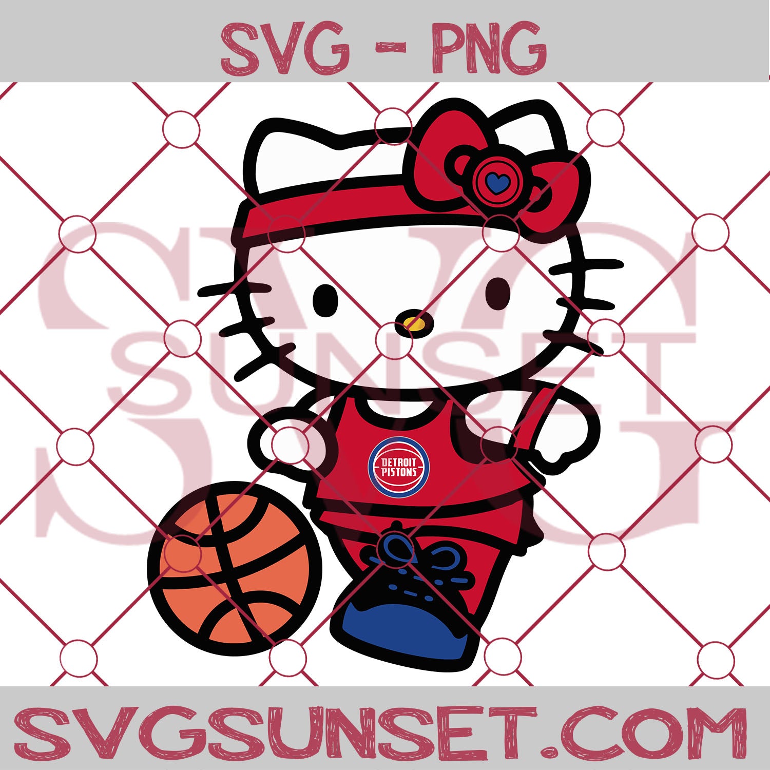 Hello Kitty Detroit Pistons SVG PNG, Hello Kitty SVG, Detroit Pistons SVG - SvgSunset Designs