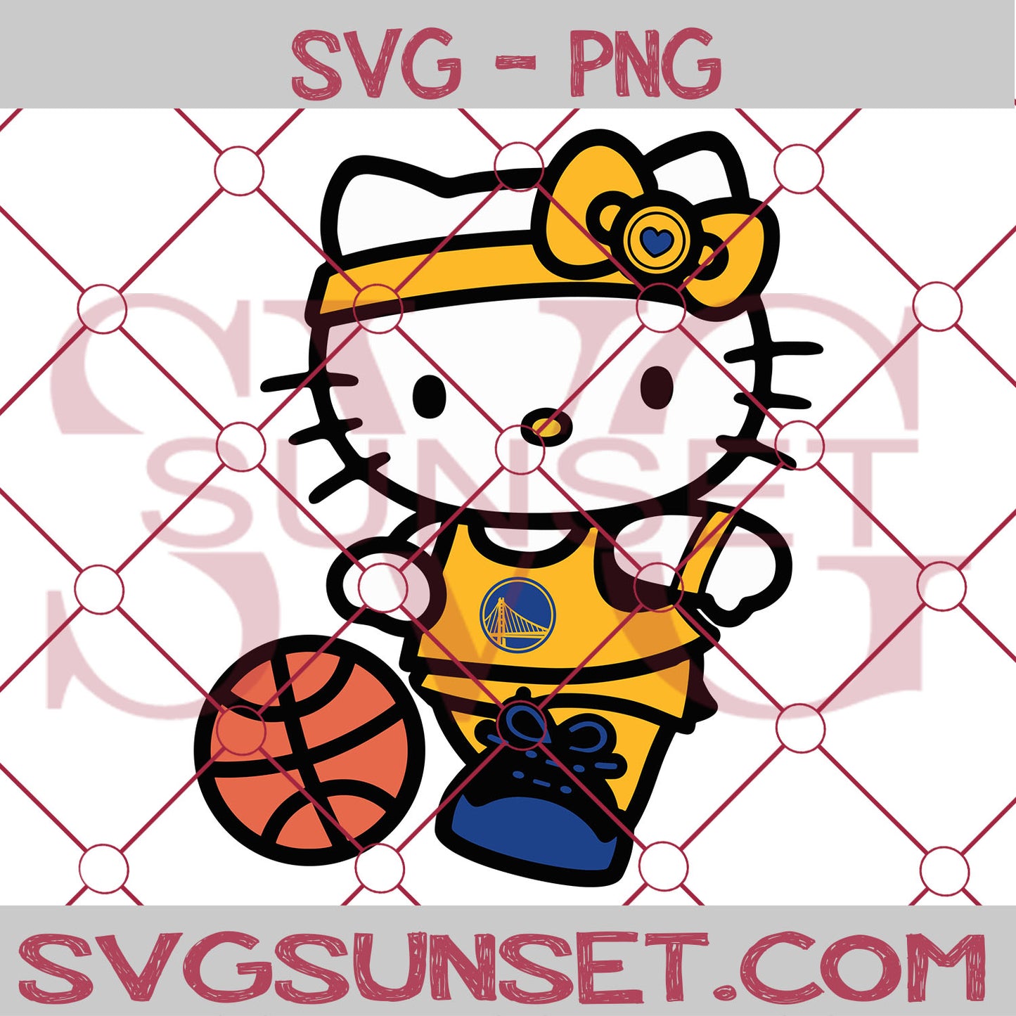 Hello Kitty Golden state Warriors SVG PNG, Hello Kitty SVG, Golden state Warriors SVG - SvgSunset Designs