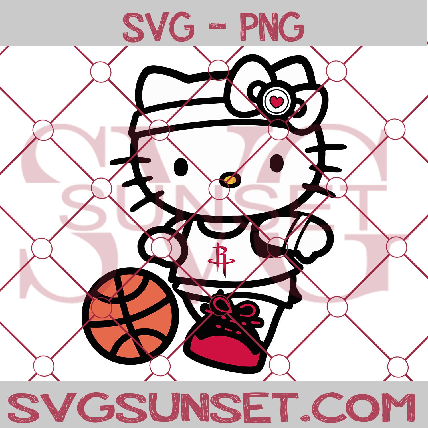 Hello Kitty Houston Rockets SVG PNG, Hello Kitty SVG, Houston Rockets SVG - SvgSunset Designs