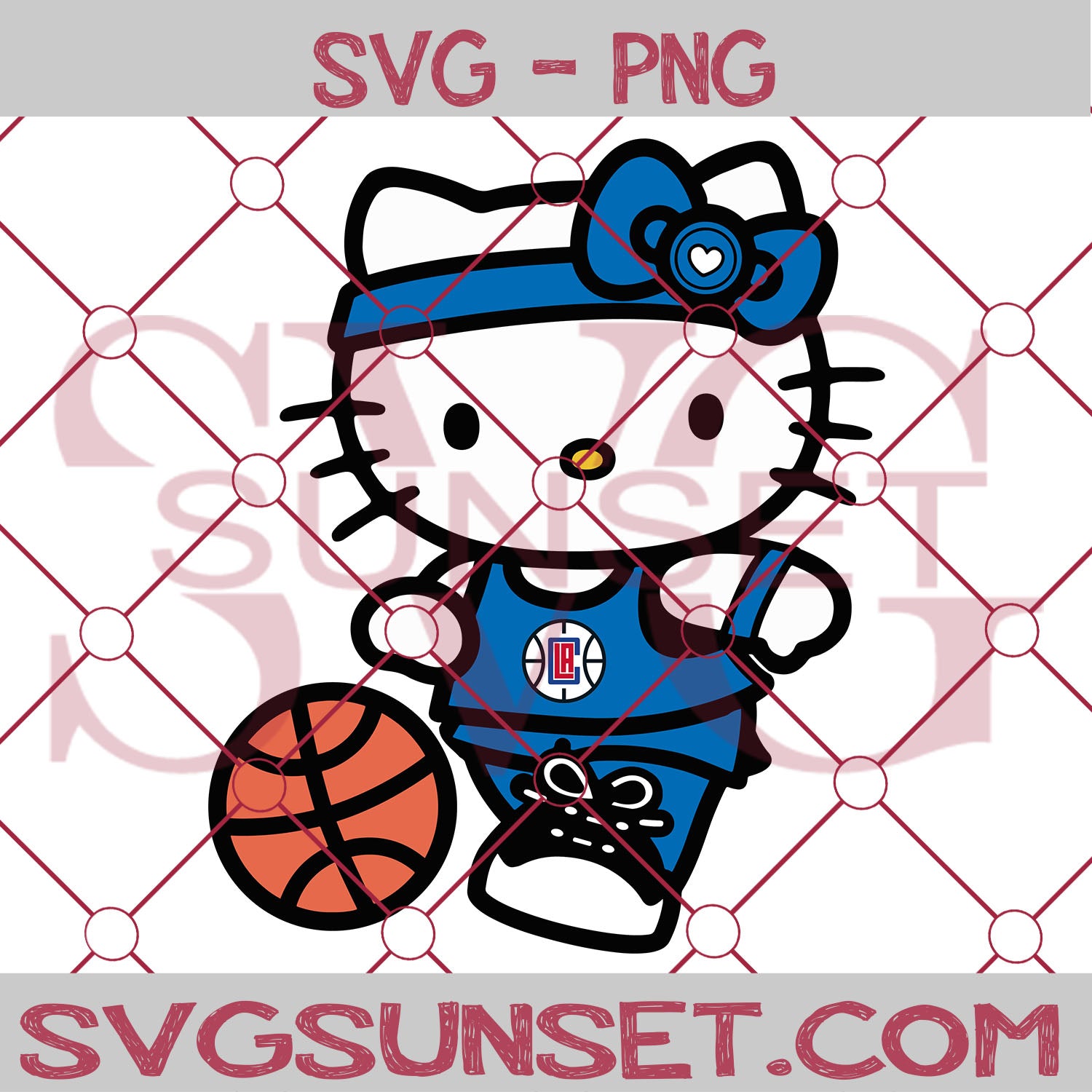 Hello Kitty Los Angeles Clippers SVG PNG, Hello Kitty SVG, Los Angeles Clippers SVG - SvgSunset Designs