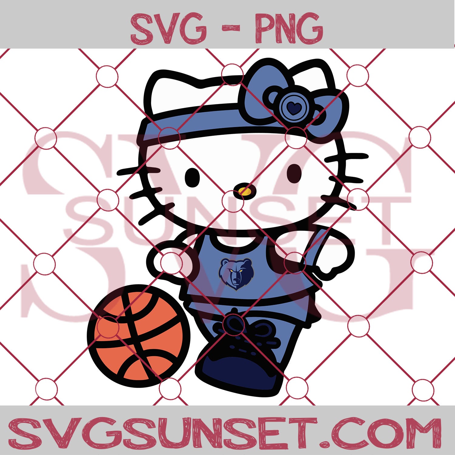 Hello Kitty Memphis Grizzlies SVG PNG, Hello Kitty SVG, Memphis Grizzlies SVG - SvgSunset Designs