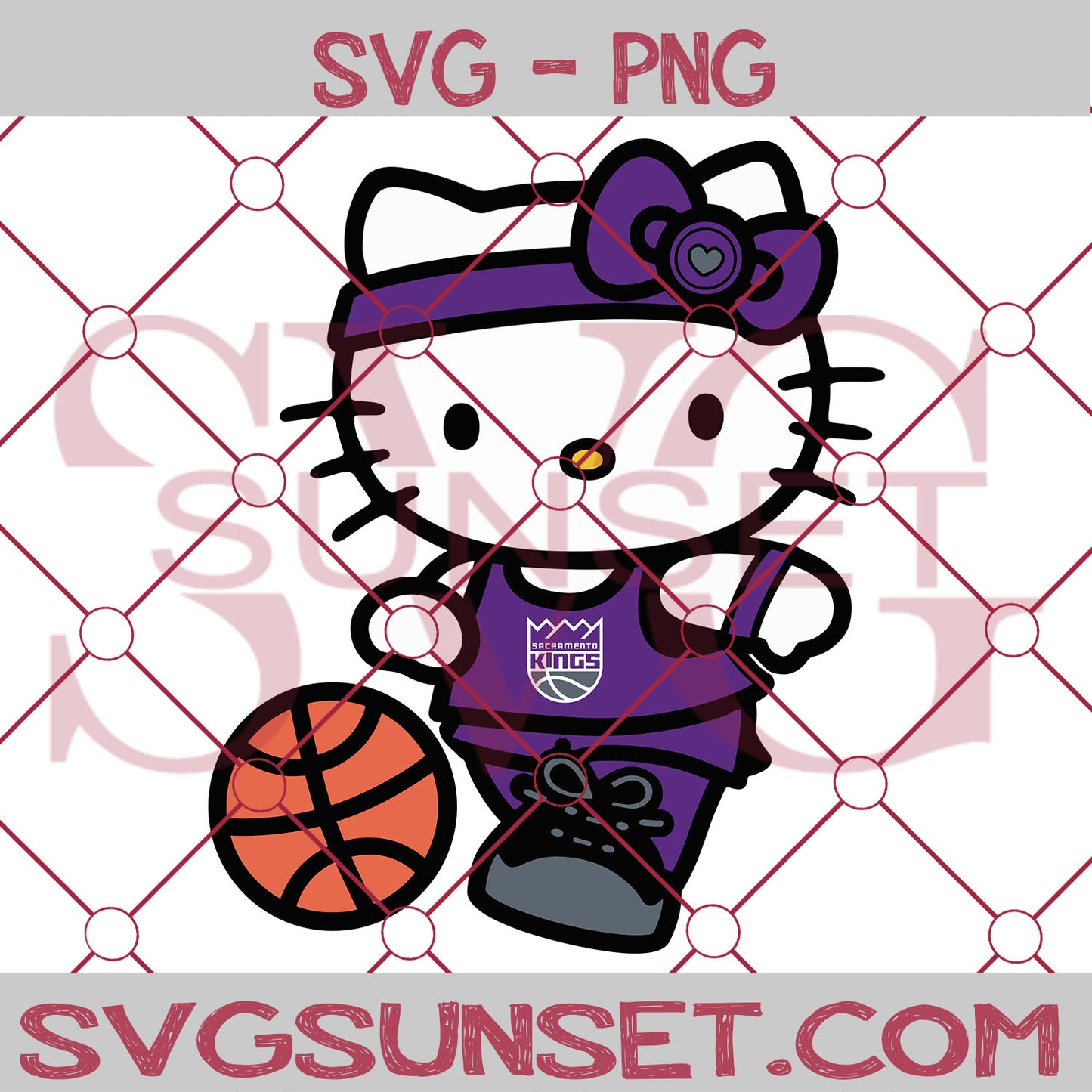 Hello Kitty Sacramento Kings SVG PNG, Hello Kitty SVG, Sacramento Kings SVG - SvgSunset Designs