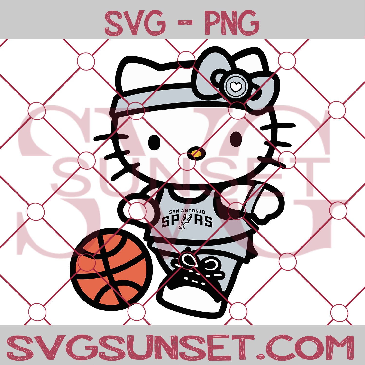 Hello Kitty San Antonio Spurs SVG PNG, Hello Kitty SVG, San Antonio Spurs SVG - SvgSunset Designs