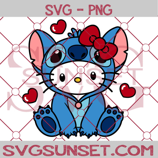 Hello Kitty Stitch Valentine Svg, Valentine Day Svg