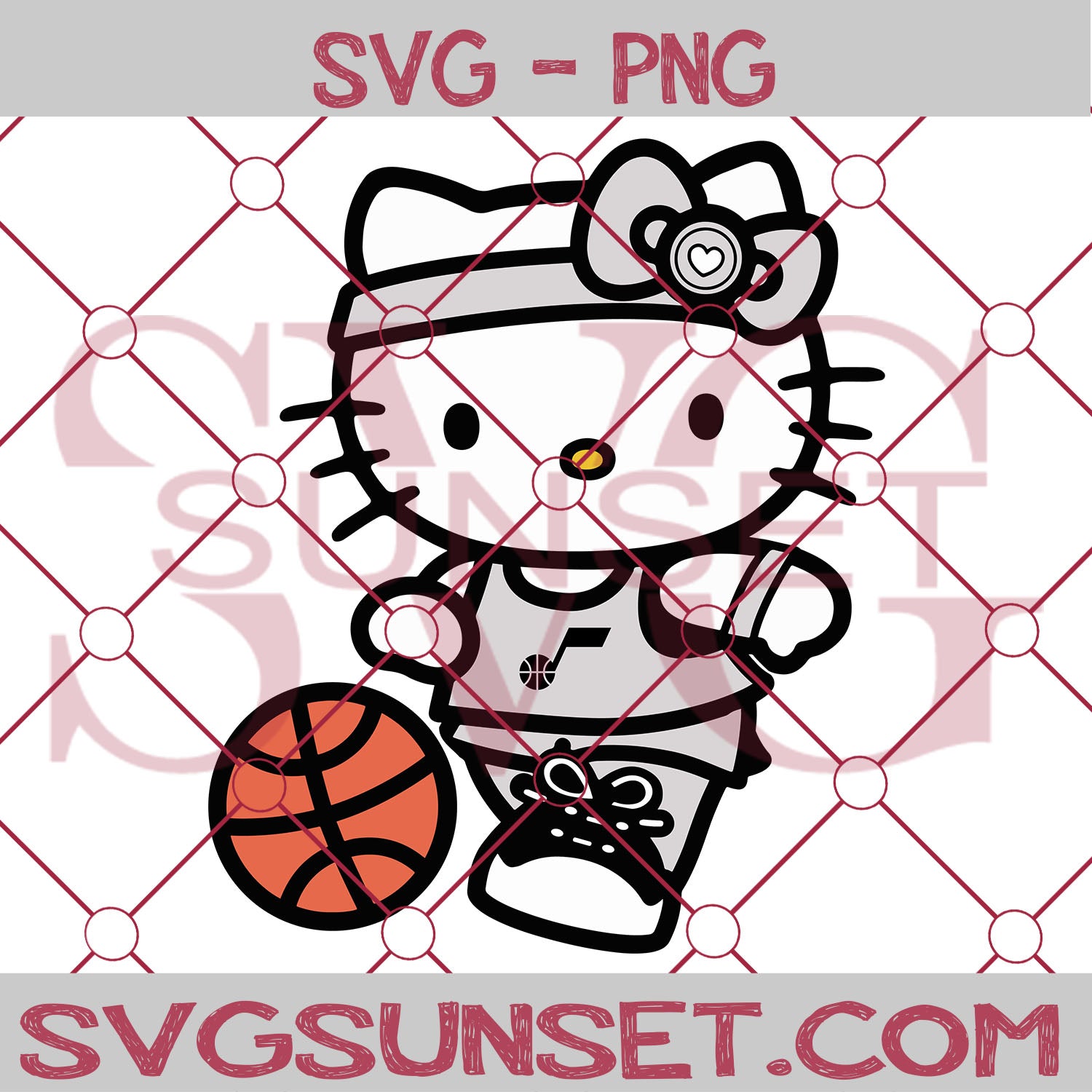 Hello Kitty Utah Jazz SVG PNG, Hello Kitty SVG, Utah Jazz SVG - SvgSunset Designs