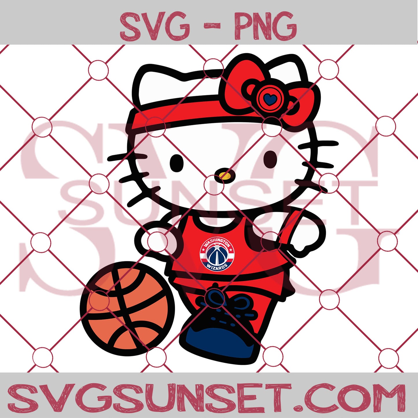 Hello Kitty Washington Wizards SVG PNG, Hello Kitty SVG, Washington Wizards SVG - SvgSunset Designs