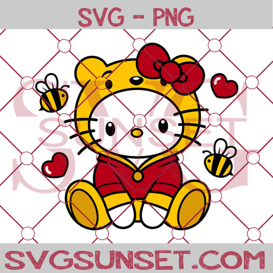 Hello Kitty Winnie the Pooh Svg, Valentine Day Svg