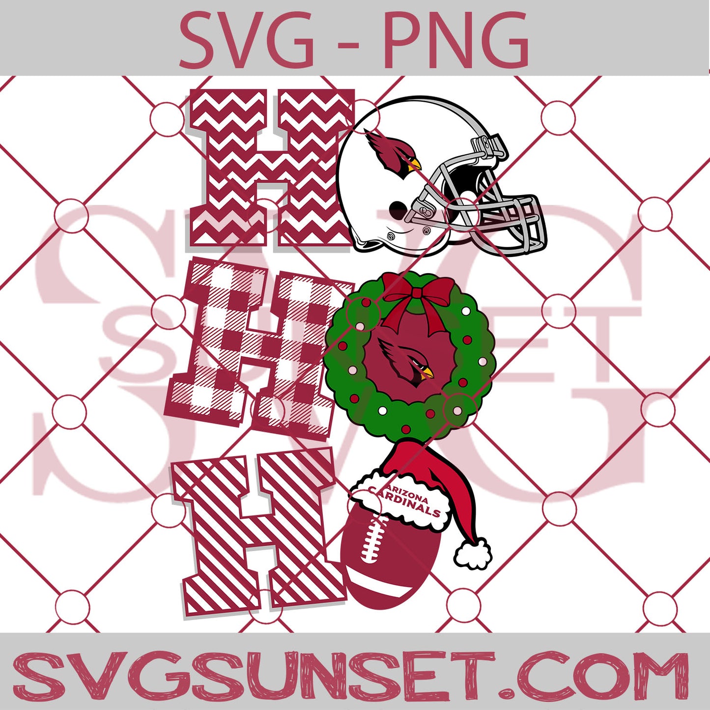 Ho Ho Ho Arizona Cardinals SVG PNG, Arizona Cardinals SVG