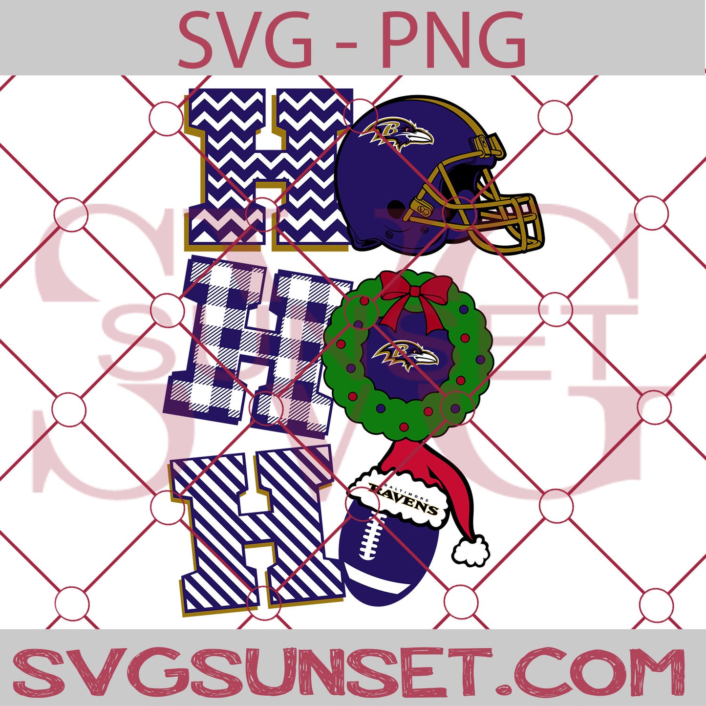 Ho Ho Ho Baltimore Ravens SVG PNG, Baltimore Ravens SVG