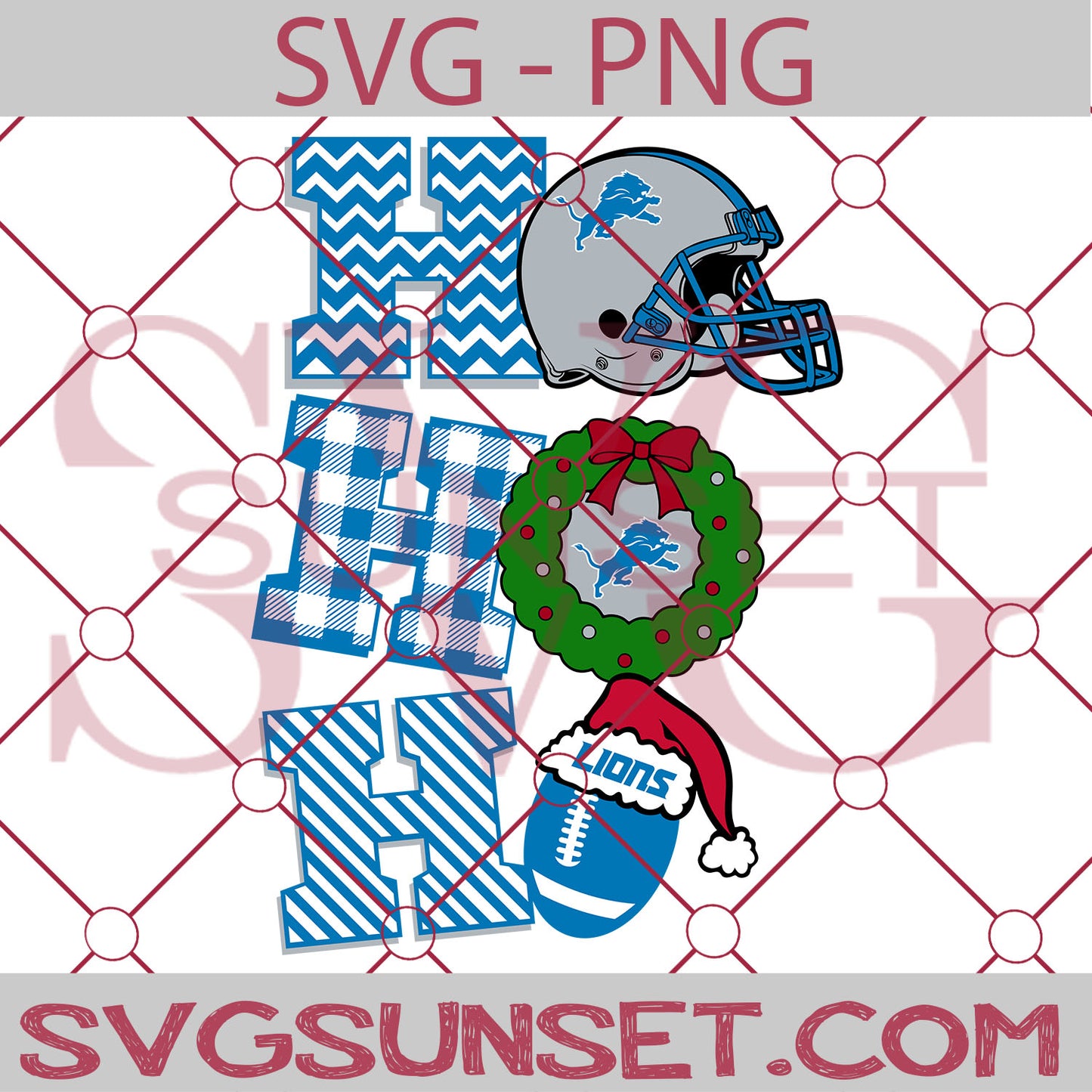 Ho Ho Ho Detroit Lions SVG PNG, Detroit Lions SVG