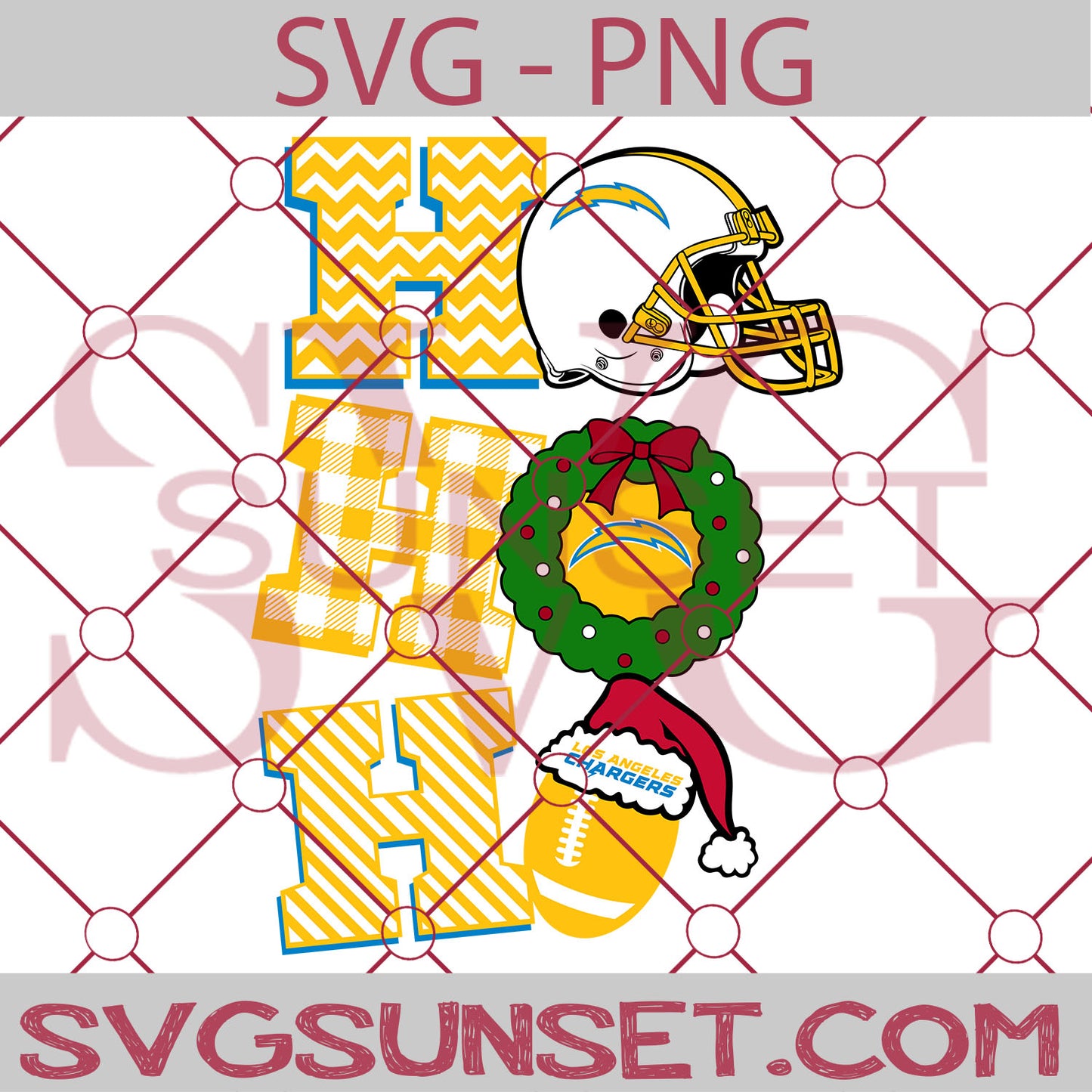 Ho Ho Ho Los Angeles Chargers SVG PNG, Los Angeles Chargers SVG