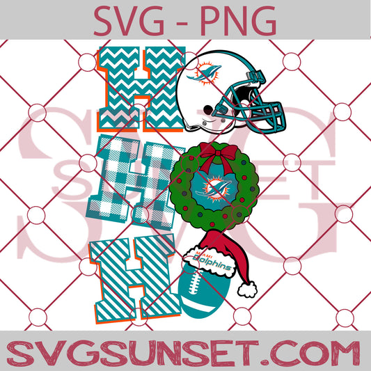 Ho Ho Ho Miami Dolphins SVG PNG, Miami Dolphins SVG