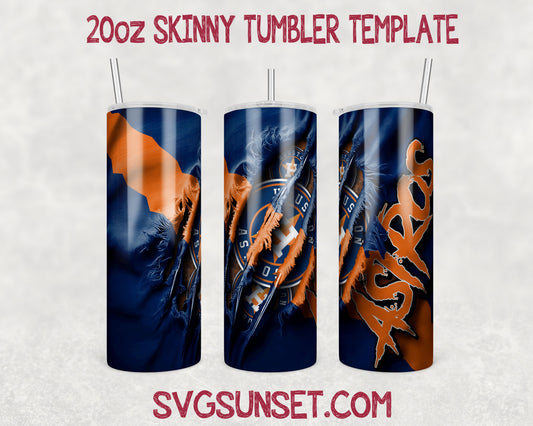 Houston Astros Fabric Claw Ripped Tumbler Wrap PNG, Houston Astros Tumbler Wrap