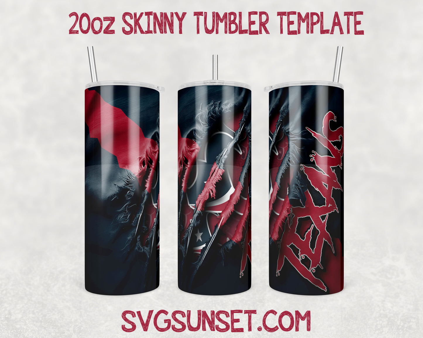 Houston Texans Fabric Ripped Claw Tumbler Wrap PNG, Houston Texans Tumbler Wrap