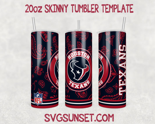 Houston Texans Football Paisley Style Tumbler Wrap PNG, Houston Texans Tumbler Wrap