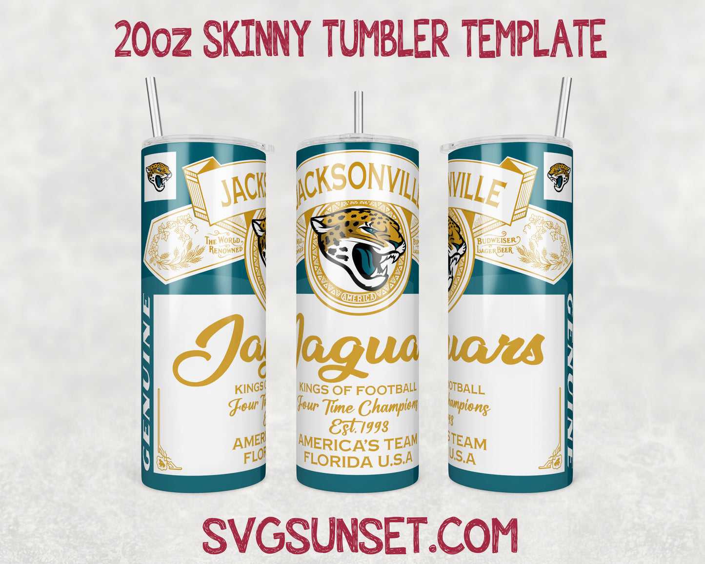 Jacksonville Jaguars Budweiser Tumbler Wrap PNG, Jacksonville Jaguars Tumbler Wrap