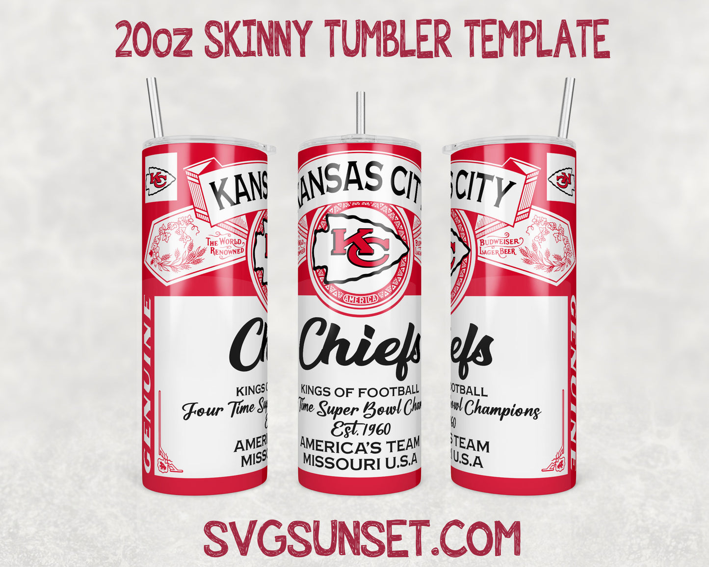 Kansas City Chiefs Budweiser Tumbler Wrap PNG, Kansas City Chiefs Tumbler Wrap