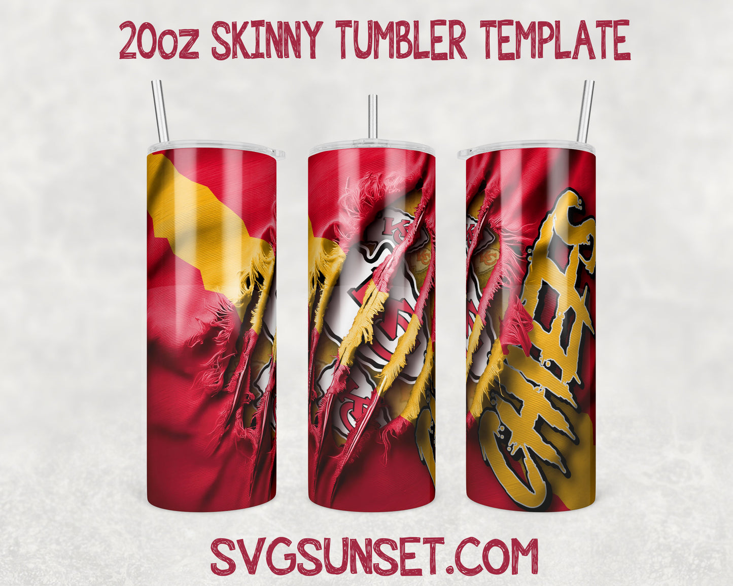 Kansas City Chiefs Fabric Ripped Claw Tumbler Wrap PNG, Kansas City Chiefs Tumbler Wrap