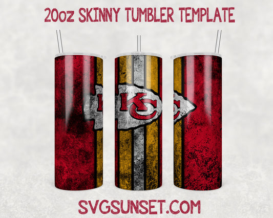 Kansas City Chiefs Grunge Tumbler Wrap PNG, Kansas City Chiefs Tumbler Wrap