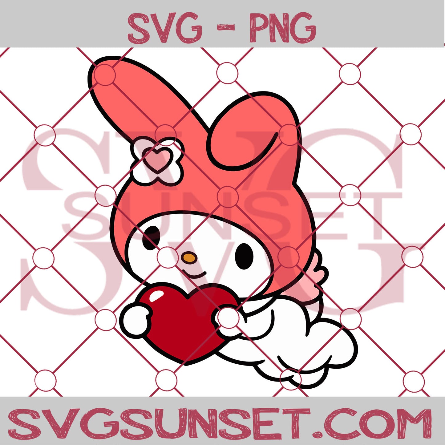 Kuromi Heart Svg, Hello Kitty Svg, Valentine Day Svg