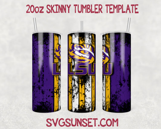 LSU Grunge Tumbler Wrap PNG, LSU Tumbler Wrap