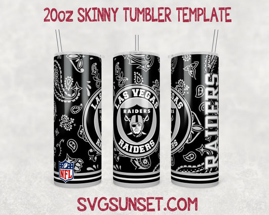 Las Vegas Raiders Football Paisley Style Tumbler Wrap PNG, Las Vegas Raiders Tumbler Wrap