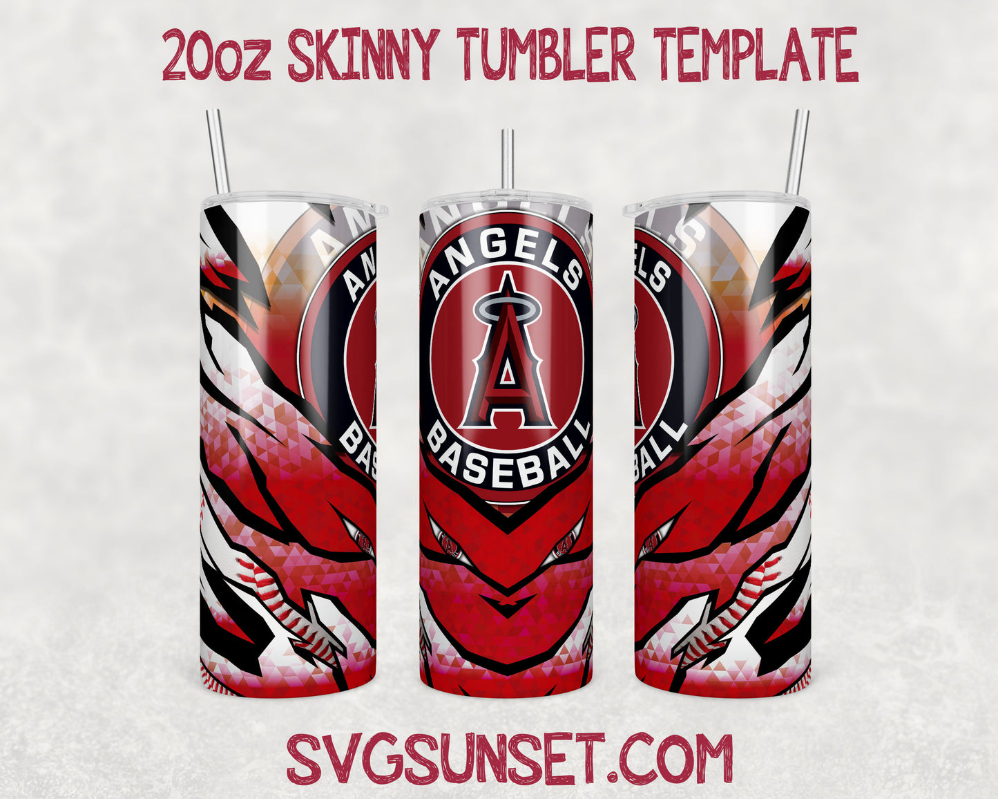 Los Angeles Angels Baseball 20oz Tumbler Wrap PNG, Los Angeles Angels Tumbler Wrap