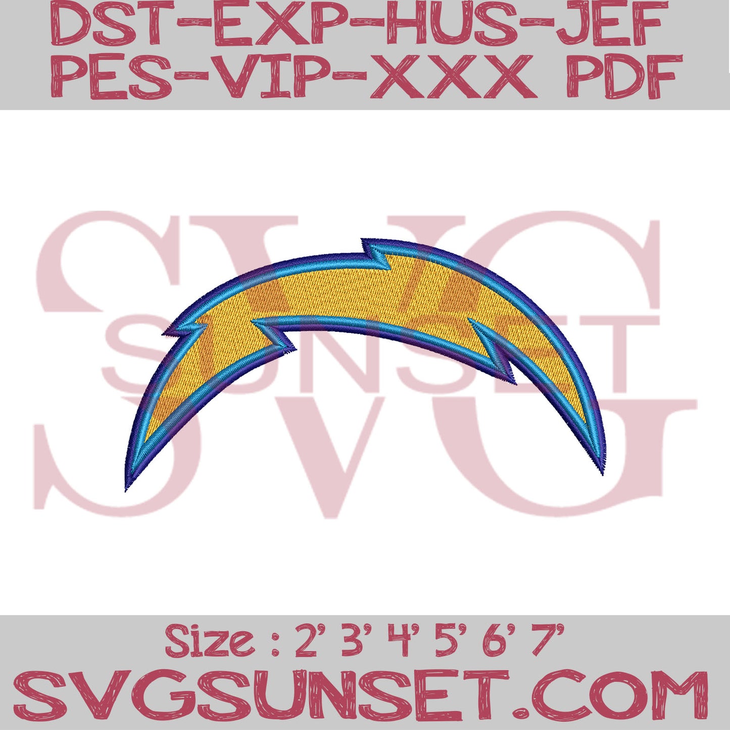 Los Angeles Chargers Embroidery Designs, Chargers Embroidery Designs