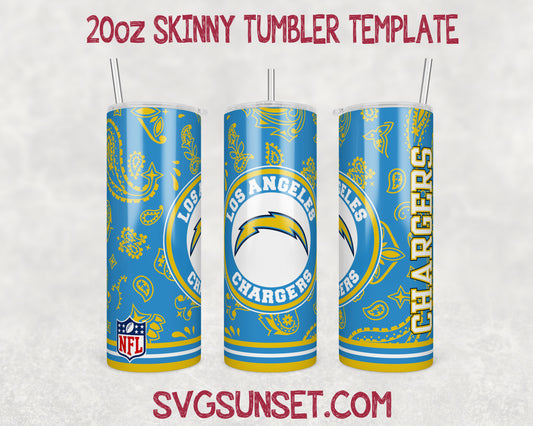 Los Angeles Chargers Football Paisley Style Tumbler Wrap PNG, Los Angeles Chargers Tumbler Wrap