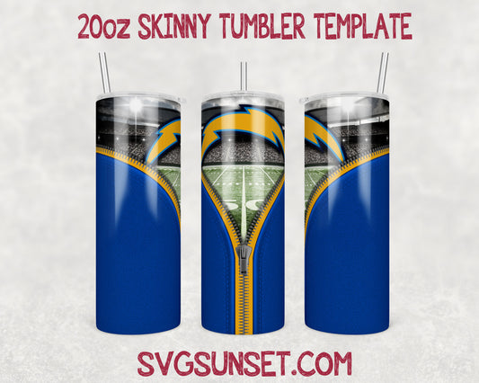 Los Angeles Chargers Zipper Tumbler Wrap PNG, Los Angeles Chargers Tumbler Wrap