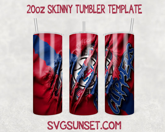 Los Angeles Clippers Fabric Claw Ripped Tumbler Wrap PNG, Los Angeles Clippers Tumbler Wrap