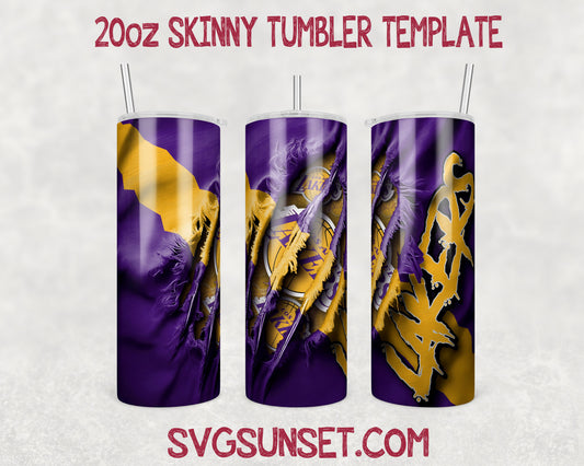 Los Angeles Lakers Fabric Claw Ripped Tumbler Wrap PNG, Los Angeles Lakers Tumbler Wrap