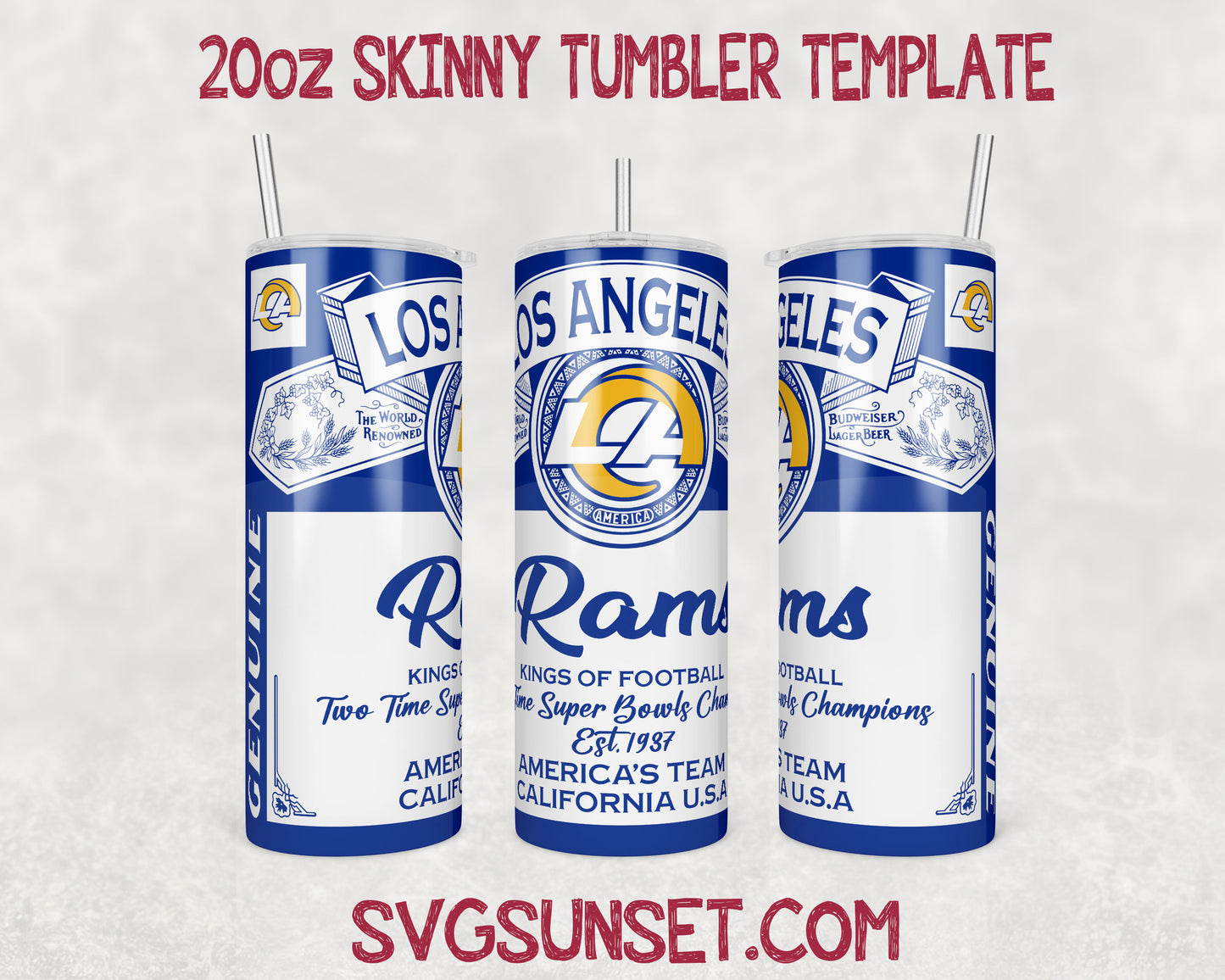 Los Angeles Rams Budweiser Tumbler Wrap PNG, Los Angeles Rams Tumbler Wrap