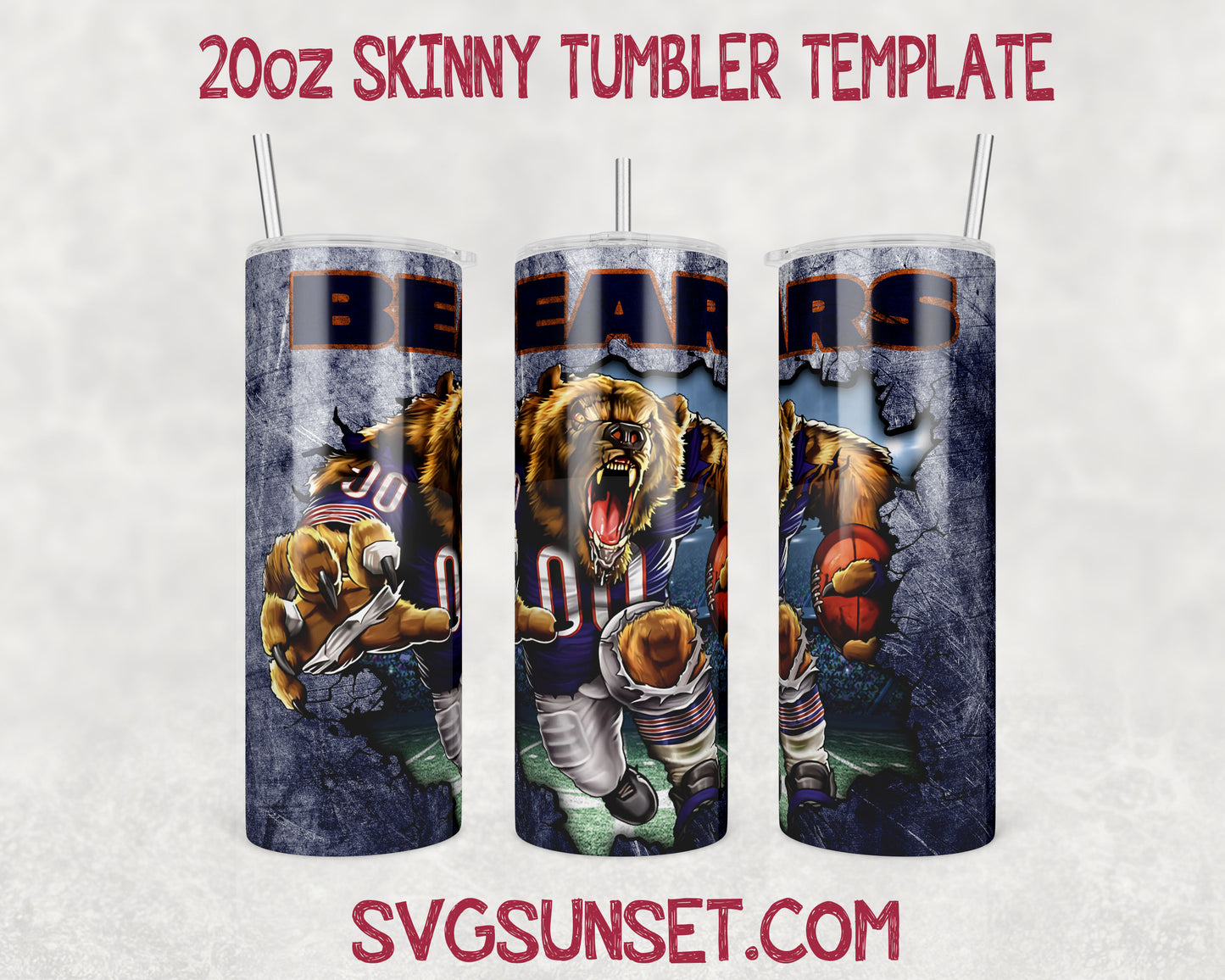 Mascot Chicago Bears Tumbler Wrap PNG, Chicago Bears Tumbler Wrap