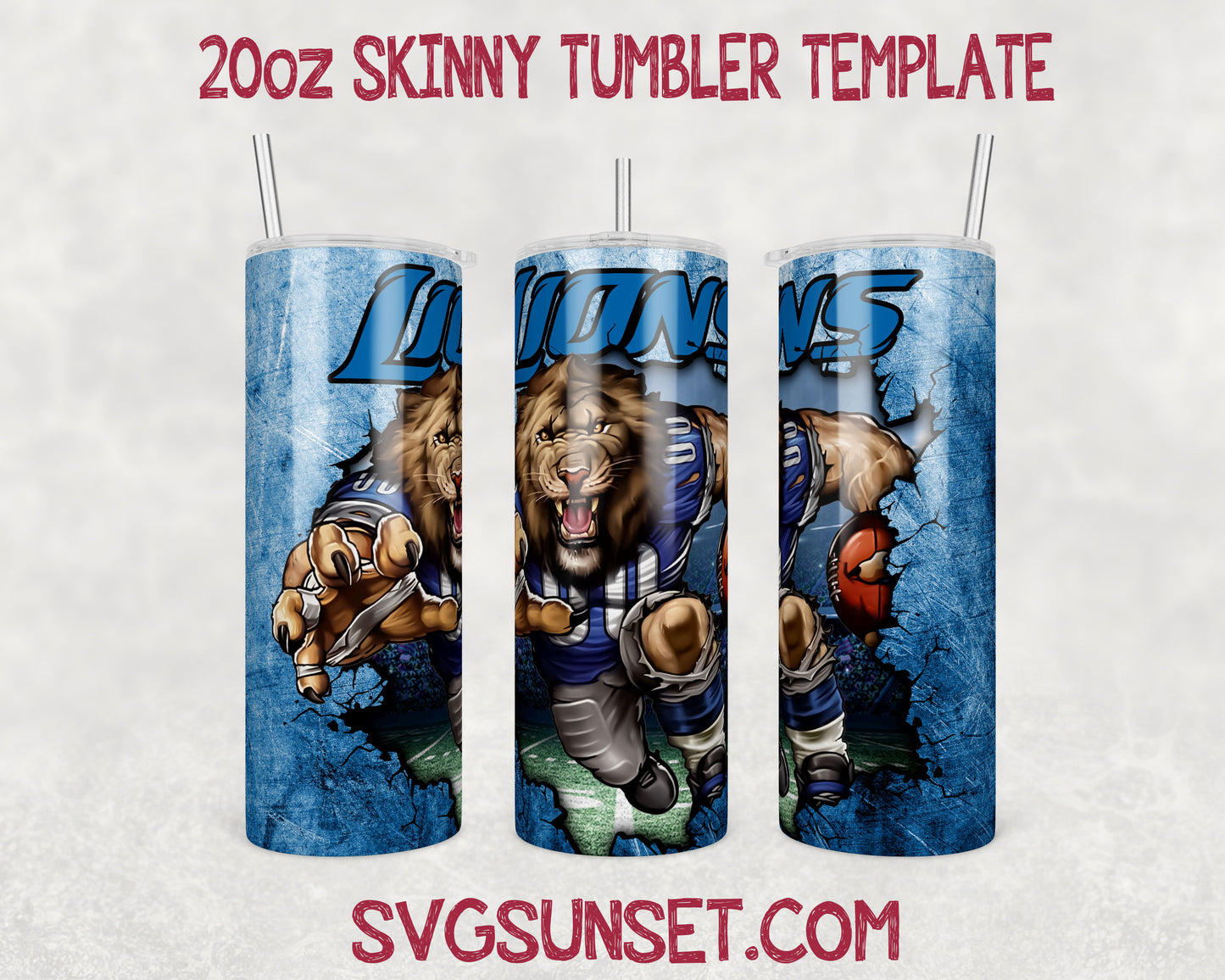 Mascot Detroit Lions Tumbler Wrap PNG, Detroit Lions Tumbler Wrap