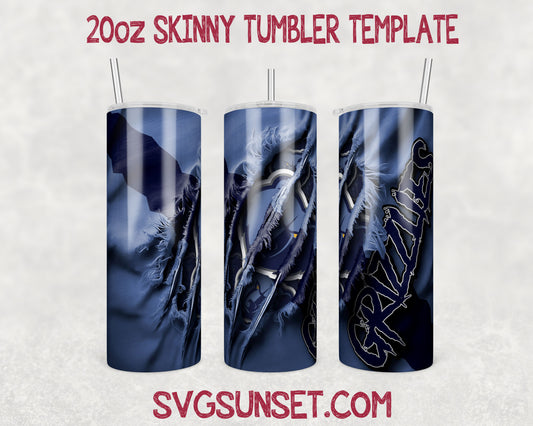 Memphis Grizzlies Fabric Claw Ripped Tumbler Wrap PNG, Memphis Grizzlies Tumbler Wrap