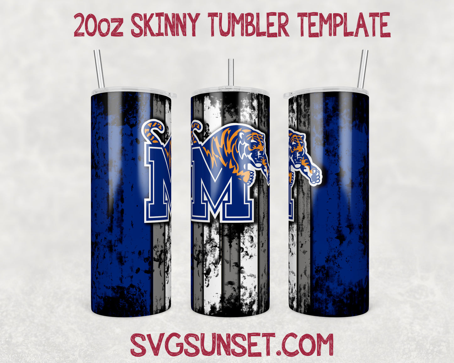 Memphis Tigers Grunge Tumbler Wrap PNG, Memphis Tigers Tumbler Wrap